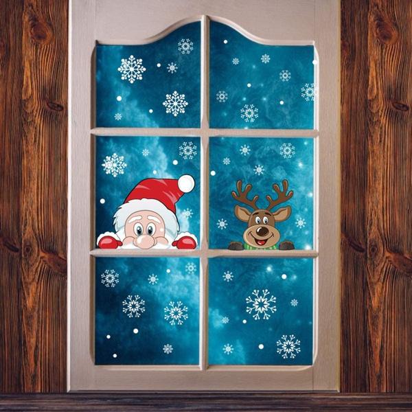 2-Pack: Santa Claus Elk Shop Hotel Christmas Window Double Sided Glass Sticker