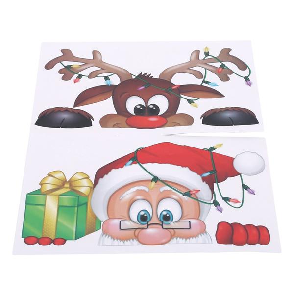 2-Pack: Santa Claus Elk Shop Hotel Christmas Window Double Sided Glass Sticker