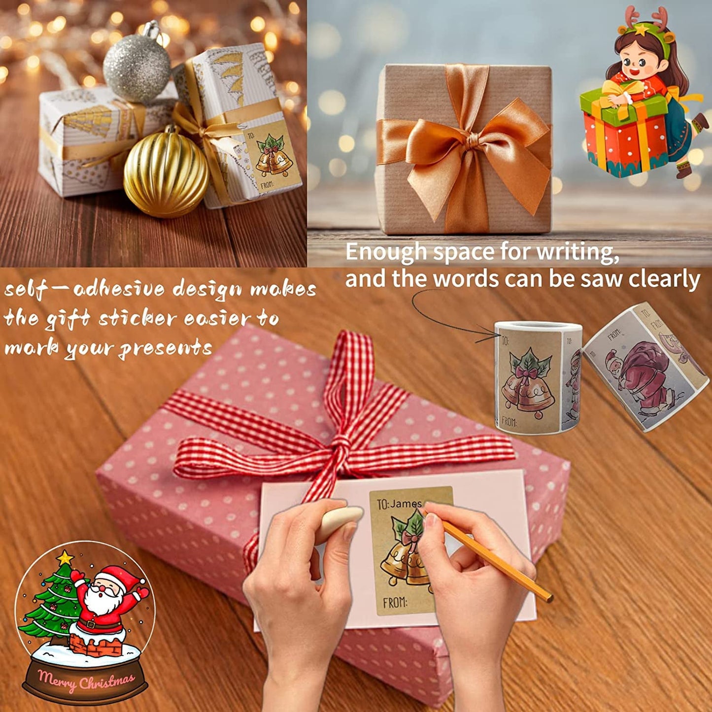 250-Pieces: Christmas Gift Tags Self Adhesive Labels Stickers 250 Pieces