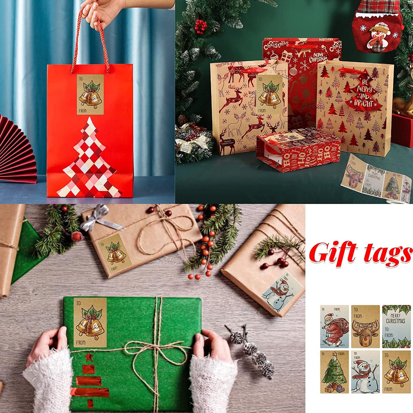 250-Pieces: Christmas Gift Tags Self Adhesive Labels Stickers 250 Pieces