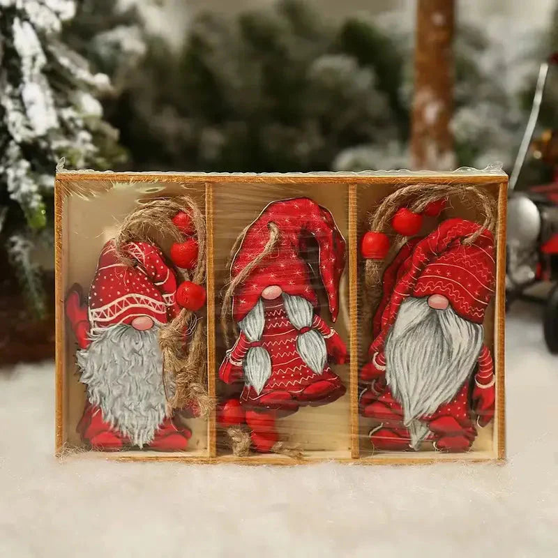 9-Pieces: Festive Christmas Wooden Hanging Box