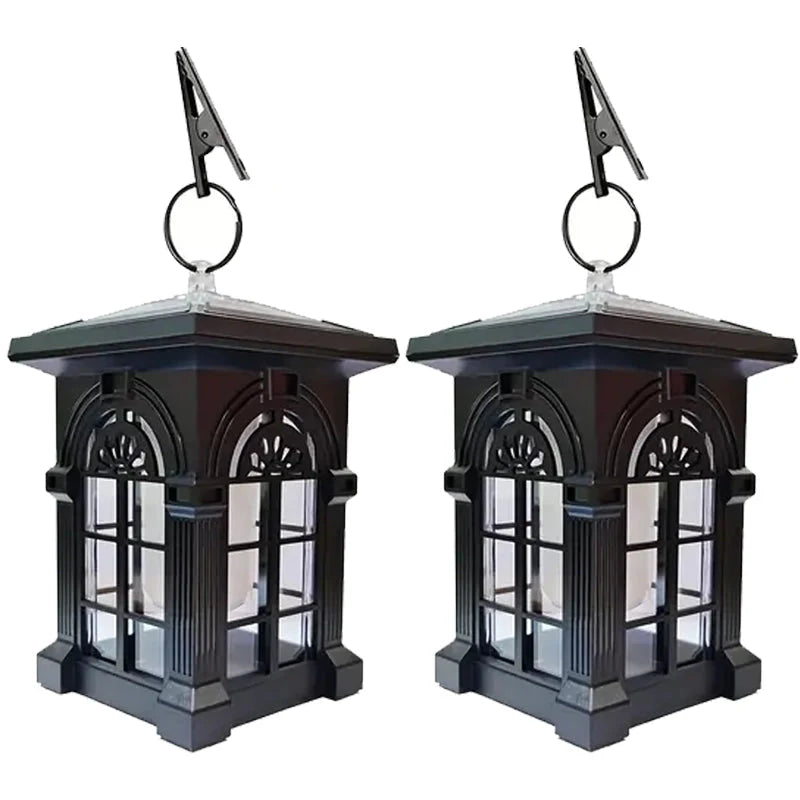 2-Pack: IP65 Waterproof Solar Outdoor Lights With Flickering Flame