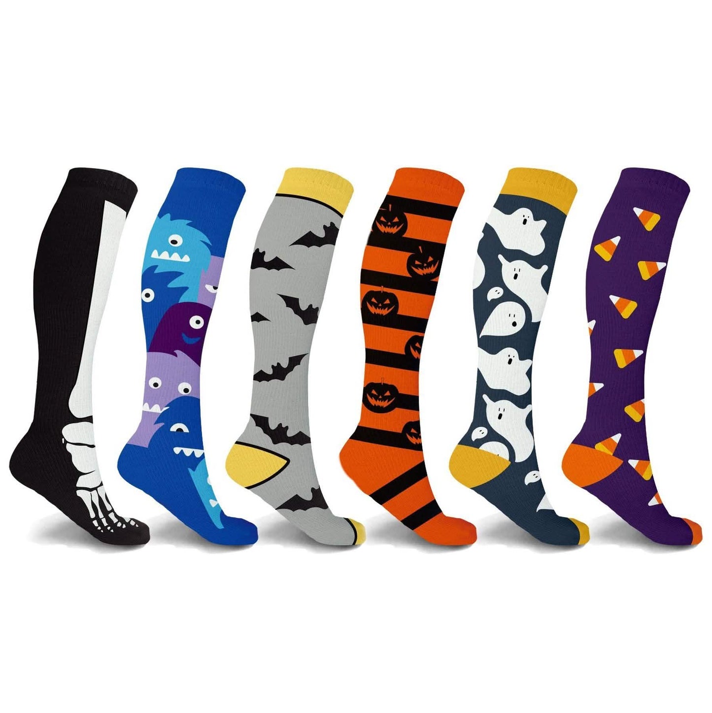 3-Pairs: Halloween Fun Knee High Compression Socks