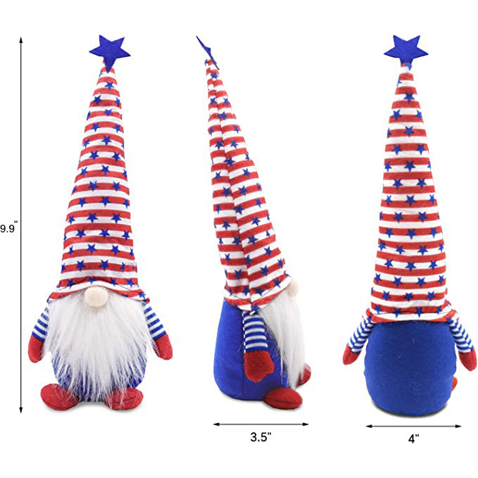 3-Piece Set: Patriotic Gnome Plush Standing Statues