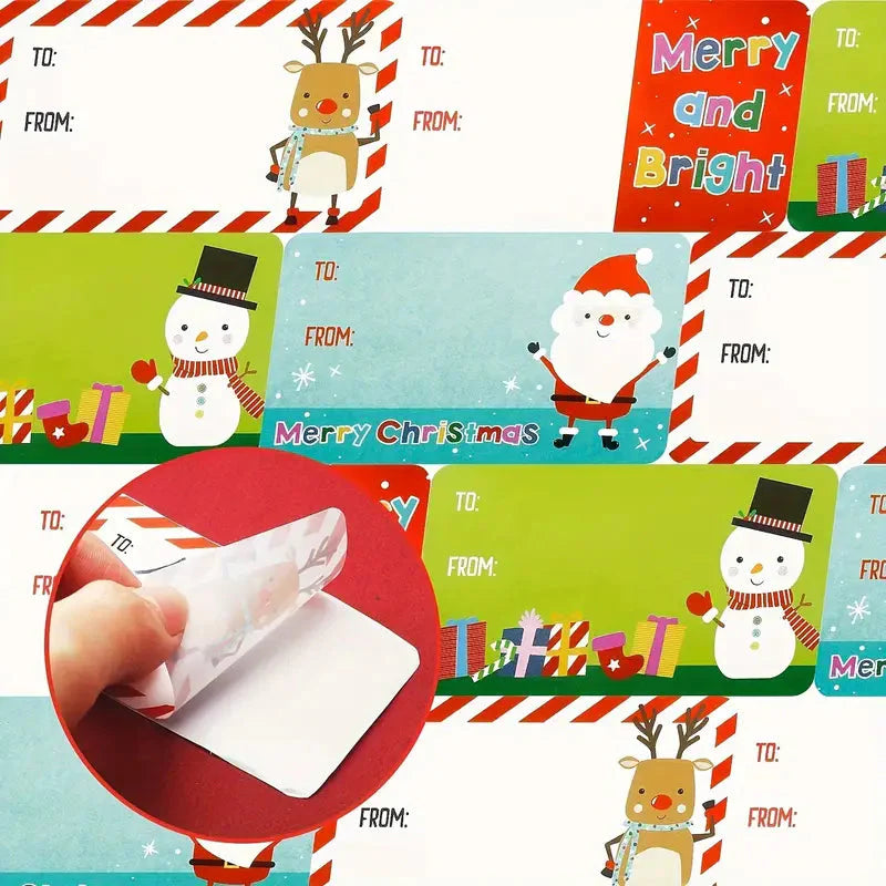 500-Pieces/Roll: Self Adhesive Tags Christmas Tags