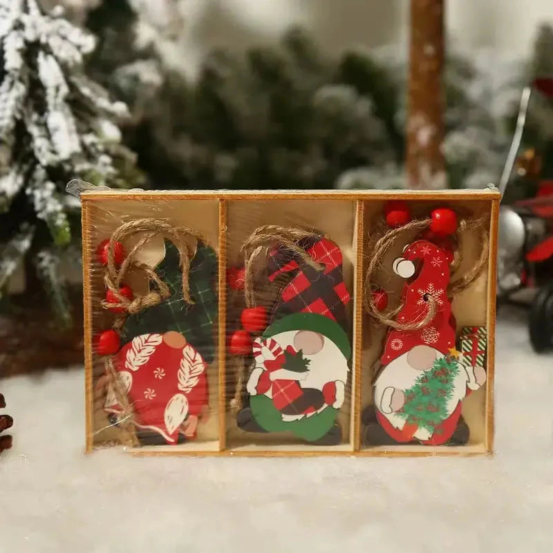 9-Pieces: Festive Christmas Wooden Hanging Box