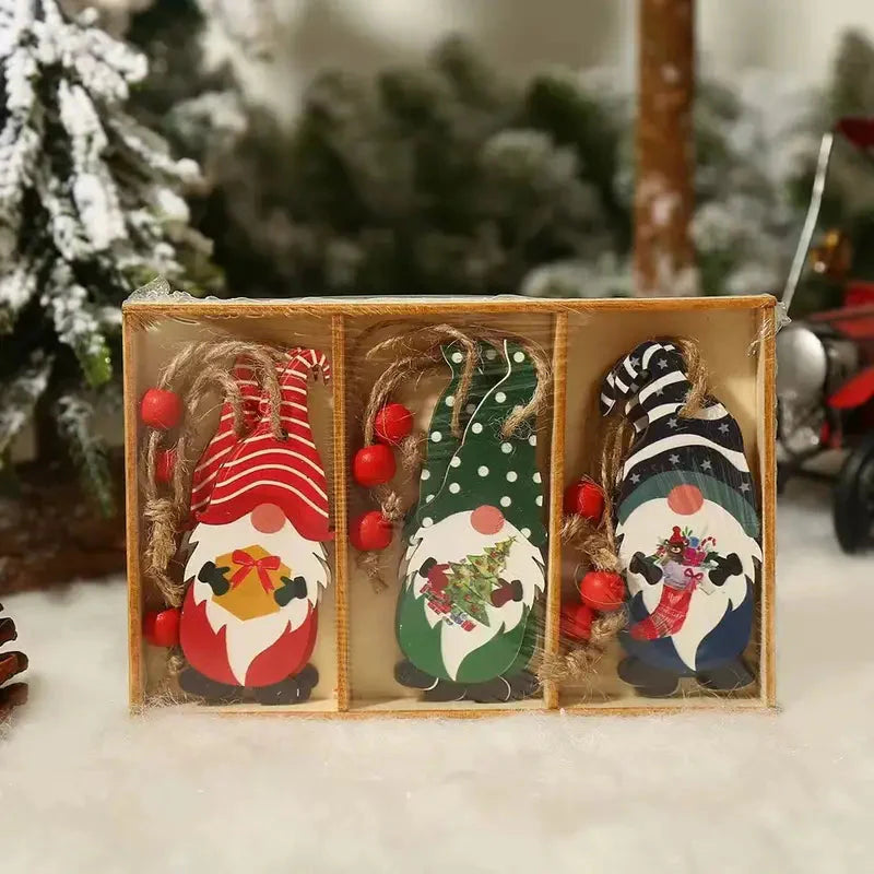 9-Pieces: Festive Christmas Wooden Hanging Box