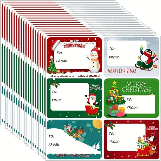 90-Pieces: Christmas Sticker Tags - Self-Adhesive with Christmas Name Tag