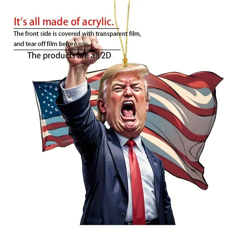 Caricature Style Trump Shouting Make America Great Again Acrylic Christmas Decorations