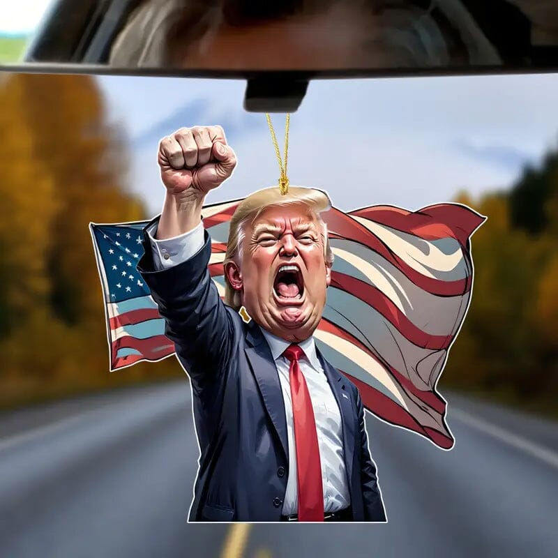 Caricature Style Trump Shouting Make America Great Again Acrylic Christmas Decorations