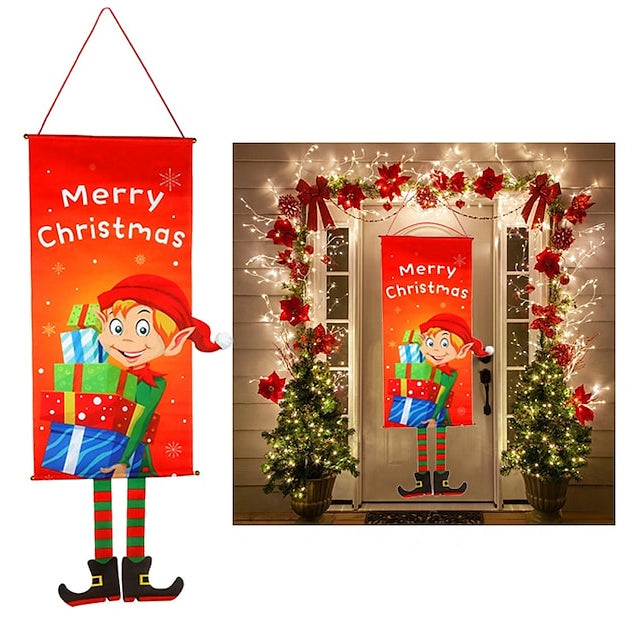 Christmas Door Hanging Flag Decor