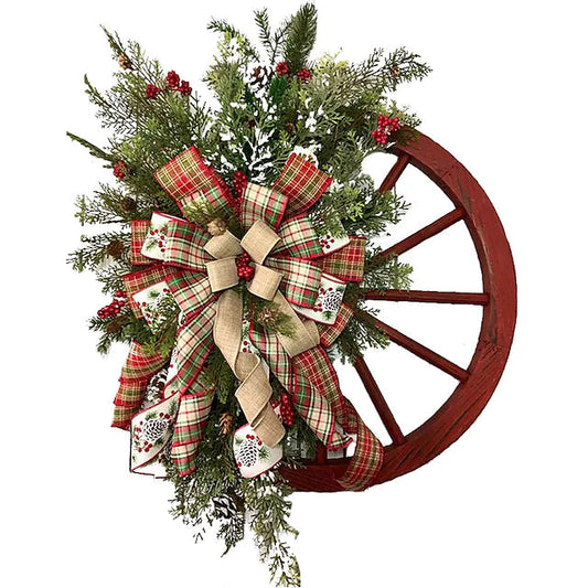Front Door Wooden Vintage Winter Decorative Christmas Wreath