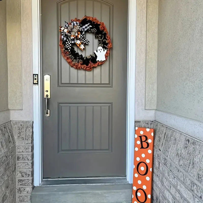 Ghost Halloween Wreath Front Door Décor