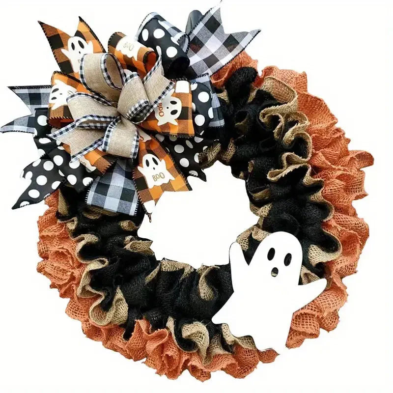 Ghost Halloween Wreath Front Door Décor