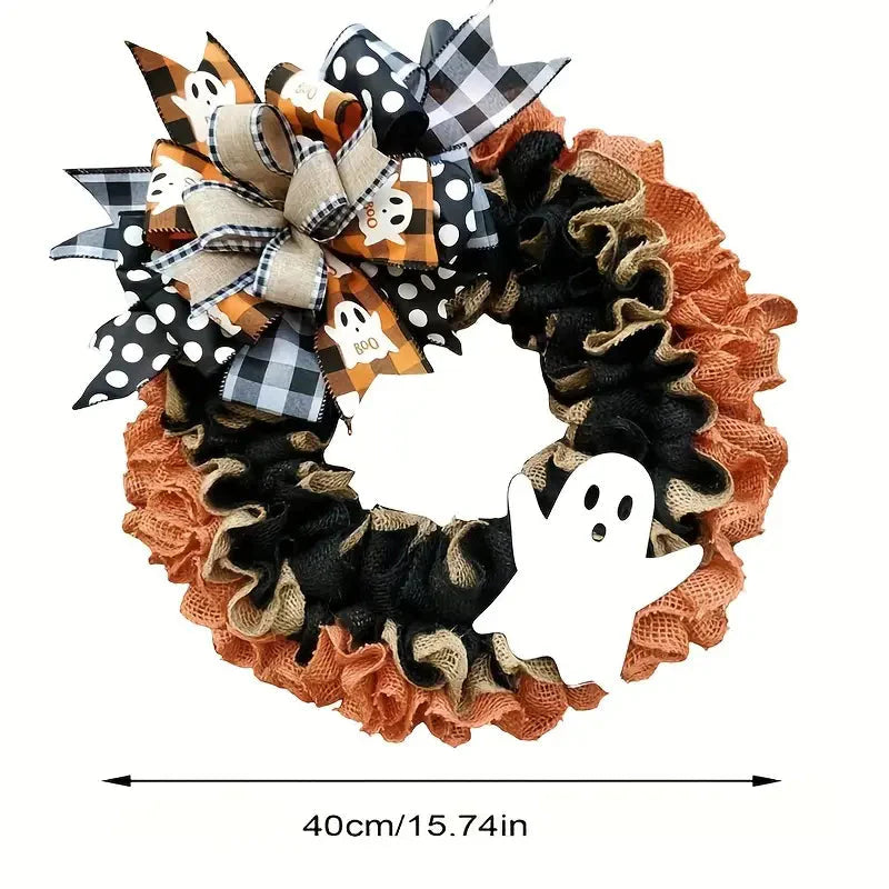 Ghost Halloween Wreath Front Door Décor
