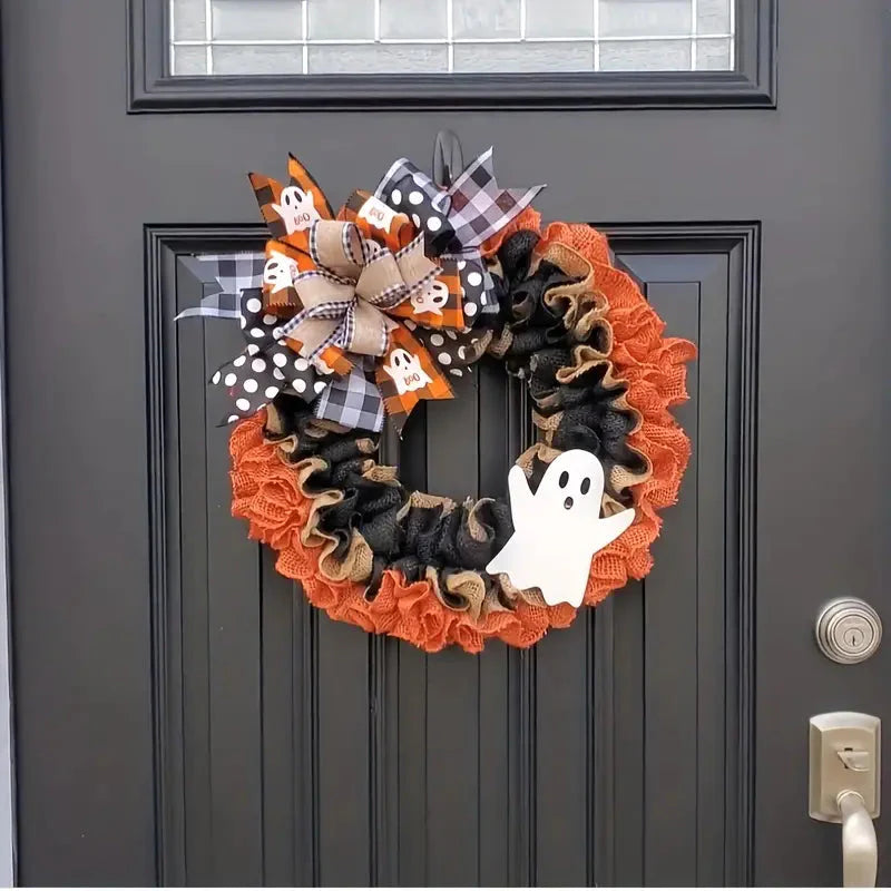 Ghost Halloween Wreath Front Door Décor