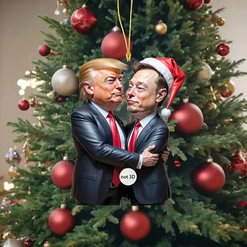 Trump & Musk Photo Acrylic Ornament Versatile Hanging Decor