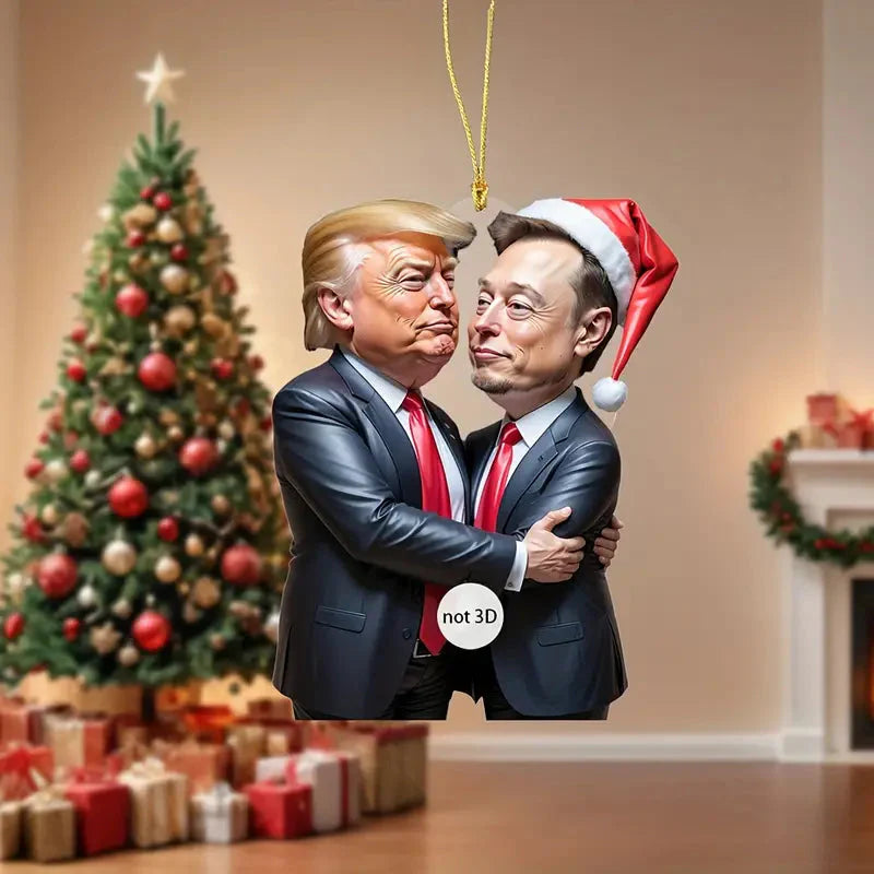Trump & Musk Photo Acrylic Ornament Versatile Hanging Decor