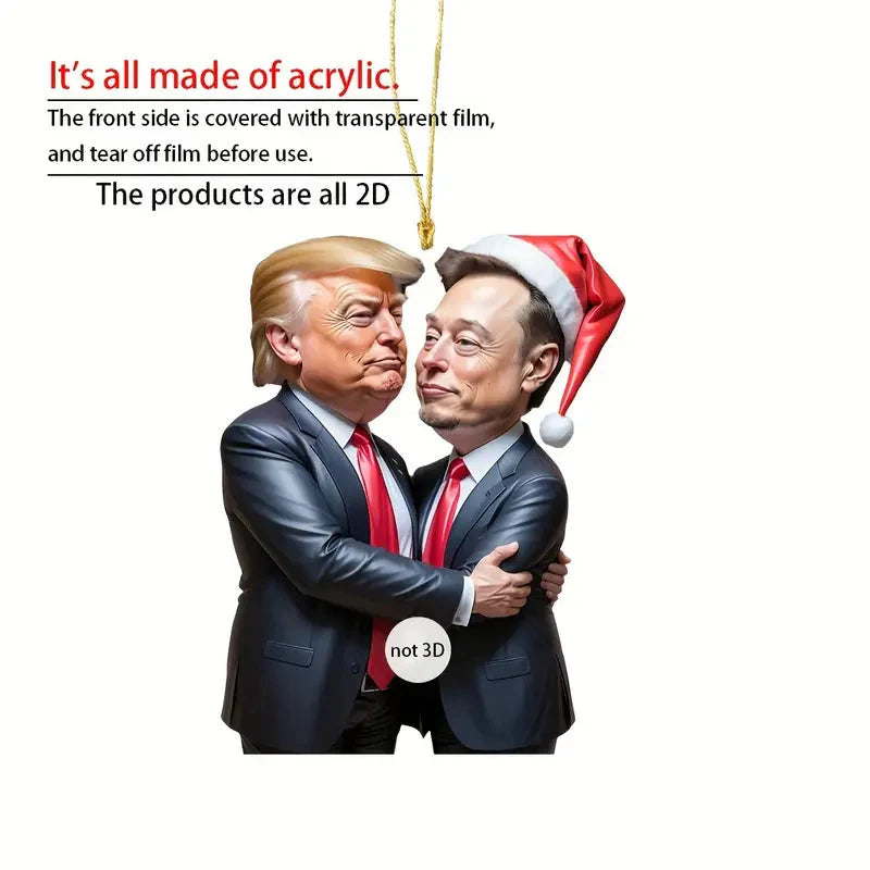 Trump & Musk Photo Acrylic Ornament Versatile Hanging Decor