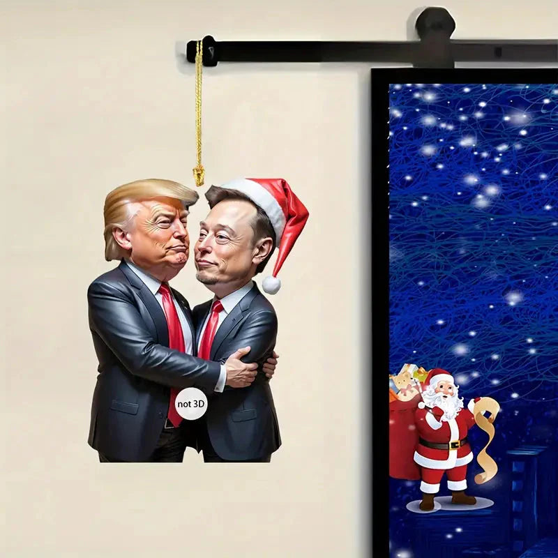 Trump & Musk Photo Acrylic Ornament Versatile Hanging Decor